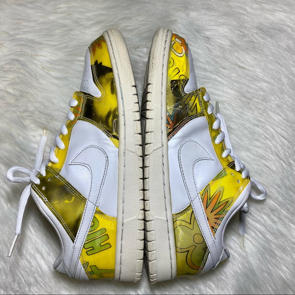 VTG NIKE Dunk Low Pro SB White/Yellow DE LA SOUL 2005 DJ Rectangle pre-owned 10 - Picture 4 of 10